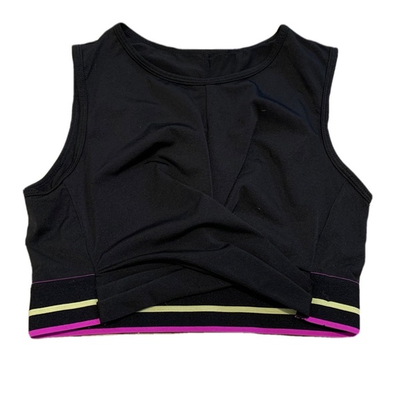 Fabletics Black Cropped Active Tank Top/Sports Bra- Crisscross Front - Size XS - Picture 1 of 5